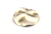 Silver Wavy Disc, 6 Antique Silver Plated Brass Wavy Discs With 1 Hole, Earrings, findings (25x0.60mm) D0774