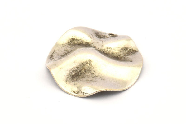 Silver Wavy Disc, 6 Antique Silver Plated Brass Wavy Discs With 1 Hole, Earrings, findings (25x0.60mm) D0774