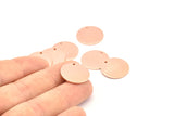 Rose Gold Round Tag, 2 Rose GoldPlated Brass Textured Round Stamping Blanks With 1 Hole, Charms, Pendants, Findings (18x1mm) D0815