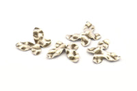 Silver Butterfly Charm, 10 Antique Silver Plated Brass Butterfly Charms With 1 Hole, Earrings, Findings (25x20x0.60mm) D0731