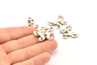 Silver Butterfly Charm, 10 Antique Silver Plated Brass Butterfly Charms With 1 Hole, Earrings, Findings (25x20x0.60mm) D0731