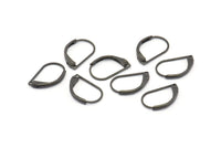 Plain Leverback Earring, 24 Oxidized Black Brass Plain Leverback Earring Findings (15x10mm) BS-1363 H0870