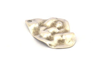 Silver Irregular Charm, 6 Antique Silver Plated Brass Irregular Shaped Charms With 1 Hole, Pendants, Findings (37x27x0.60mm) D0804 H873