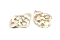 Silver Irregular Charm, 6 Antique Silver Plated Brass Irregular Shaped Charms With 1 Hole, Pendants, Findings (37x27x0.60mm) D0804 H873