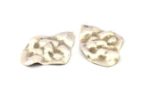 Silver Irregular Charm, 6 Antique Silver Plated Brass Irregular Shaped Charms With 1 Hole, Pendants, Findings (37x27x0.60mm) D0804 H873