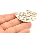 Silver Irregular Charm, 6 Antique Silver Plated Brass Irregular Shaped Charms With 1 Hole, Pendants, Findings (37x27x0.60mm) D0804 H873