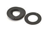 Black Circle Charm, 4 Oxidized Black Brass Textured Circle Charms With 1 Hole, Earrings, Findings (35x0.60mm) D0823 H0755