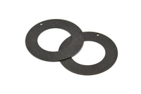 Black Circle Charm, 4 Oxidized Black Brass Textured Circle Charms With 1 Hole, Earrings, Findings (35x0.60mm) D0823 H0755