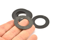 Black Circle Charm, 4 Oxidized Black Brass Textured Circle Charms With 1 Hole, Earrings, Findings (35x0.60mm) D0823 H0755