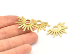 Brass Badge Charm, Raw Brass Rosette Charms, Pendants, Earrings, Findings (33x20mm) N0946