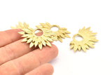 Brass Sunflower Charm, Raw Brass Flower Charms, Pendants, Earrings, Findings (38x24mm) N0947