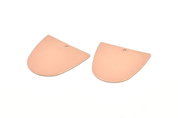 D Shaped Charm, 4 Rose Gold Plated Brass D Shaped Connectors With 1 Hole, Earrings, Findings (20x20x0.50mm) D0700