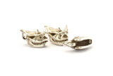 Silver Rhino Skull, 2 Antiqe Silver Plated Brass Rhino Skull With 1 Loop, Findings, Charms (21x16x9mm) BS 1879