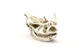Silver Rhino Skull, 2 Antiqe Silver Plated Brass Rhino Skull With 1 Loop, Findings, Charms (21x16x9mm) BS 1879