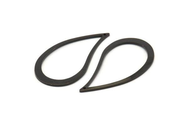 Black Drop Charm, 8 Oxidized Black Brass Drop Charms With 1 Hole, Earrings, Pendants, Findings (40x21x1mm) D0742