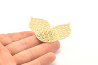 Gold Earring Charm, 4 Gold Plated Brass Textured Drop Earring Charms With 1 Loop Pendants, Findings (37x28mm) E444
