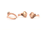 Rose Gold Ring Settings, 2 Rose Gold Plated Brass Adjustable Sunrise Rings - Pad Size 6mm N0737 Q0814