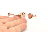 Rose Gold Ring Settings, 2 Rose Gold Plated Brass Adjustable Sunrise Rings - Pad Size 6mm N0737 Q0814