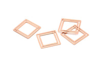 Kare Pirinç Charm, 1 Delikli 6 Gül Altın Kaplama Pirinç Kare Bağlantı Parçası (21x0,80 mm) D874