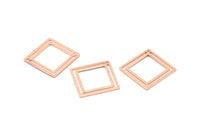 Kare Pirinç Charm, 1 Delikli 6 Gül Altın Kaplama Pirinç Kare Bağlantı Parçası (21x0,80 mm) D874