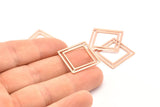 Kare Pirinç Charm, 1 Delikli 6 Gül Altın Kaplama Pirinç Kare Bağlantı Parçası (21x0,80 mm) D874