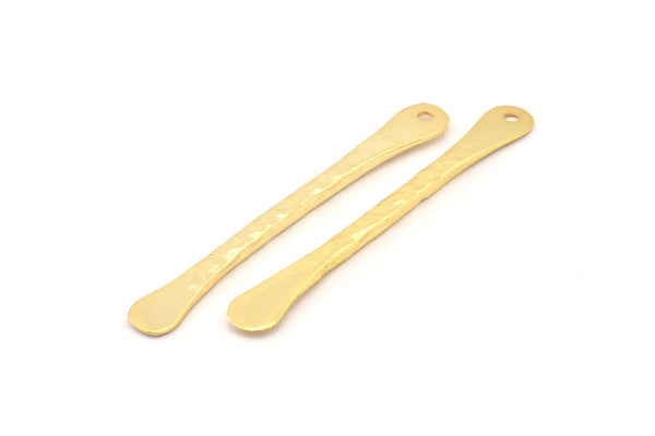 Gold Paddle Charm, 2 Hammered Gold Plated Brass Paddle Charms With 1 Hole, Earrings, Findings (49x5x2mm) N0798 Q0811
