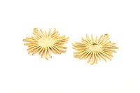 Gold Sun Charm, Gold Plated Brass Sunshine Charm Pendants With 1 Loop, Earrings (35x33mm) N0740 Q0808