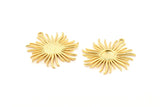 Gold Sun Charm, Gold Plated Brass Sunshine Charm Pendants With 1 Loop, Earrings (35x33mm) N0740 Q0808