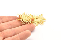 Gold Sun Charm, Gold Plated Brass Sunshine Charm Pendants With 1 Loop, Earrings (35x33mm) N0740 Q0808