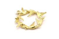 Brass Birds Charm, Raw Brass Birds Charms With 1 Loop, Pendants, Findings (35mm) N1003
