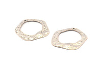 Silver Circle Charm, 8 Antique Silver Plated Brass Hammered Circle Charms With 1 Hole, Earrings, Findings (31x30x0.60mm) D0676