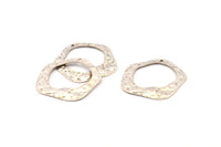 Silver Circle Charm, 8 Antique Silver Plated Brass Hammered Circle Charms With 1 Hole, Earrings, Findings (31x30x0.60mm) D0676