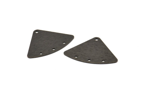 Siyah Geometrik Charm, 4 Delikli 12 Oksitlenmiş Siyah Pirinç Dokulu Fan Bağlantısı, Küpeler, Bulgular (18x26x0,60mm) D901 S970