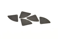 Siyah Geometrik Charm, 4 Delikli 12 Oksitlenmiş Siyah Pirinç Dokulu Fan Bağlantısı, Küpeler, Bulgular (18x26x0,60mm) D901 S970