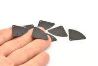 Siyah Geometrik Charm, 4 Delikli 12 Oksitlenmiş Siyah Pirinç Dokulu Fan Bağlantısı, Küpeler, Bulgular (18x26x0,60mm) D901 S970