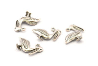 Silver Pelican Charm, 4 Antique Silver Plated Brass Pelican Charm Earrings With 1 Loop, Pendants, Findings (20mm) N0897