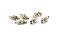 Silver Slipper Charm, 4 Antique Silver Plated Brass Slipper Charm Earrings With 1 Loop, Pendants, Findings (18x9mm) N0892