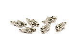 Silver Slipper Charm, 4 Antique Silver Plated Brass Slipper Charm Earrings With 1 Loop, Pendants, Findings (18x9mm) N0892