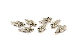 Silver Slipper Charm, 4 Antique Silver Plated Brass Slipper Charm Earrings With 1 Loop, Pendants, Findings (18x9mm) N0892