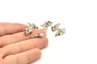 Silver Slipper Charm, 4 Antique Silver Plated Brass Slipper Charm Earrings With 1 Loop, Pendants, Findings (18x9mm) N0892