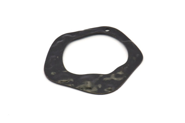 Siyah Daire Charm, 1 Delikli 8 Oksitlenmiş Siyah Pirinç Çekiçlenmiş Daire Charm, Küpeler, Bulgular (31x30x0,60 mm) D0676 S1018