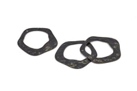 Siyah Daire Charm, 1 Delikli 8 Oksitlenmiş Siyah Pirinç Çekiçlenmiş Daire Charm, Küpeler, Bulgular (31x30x0,60 mm) D0676 S1018