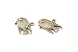 Silver Fish Charm, 4 Antique Silver Plated Brass Fish Charm Earrings With 1 Loop, Pendants, Findings (24x17mm) N0891