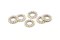 Silver Ring Charm, 8 Antique Silver Plated Brass Wavy Round Connectors Without Hole, Findings (18x1mm) D893
