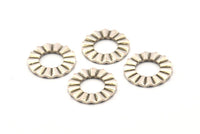 Silver Ring Charm, 8 Antique Silver Plated Brass Wavy Round Connectors Without Hole, Findings (18x1mm) D893