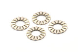 Silver Ring Charm, 8 Antique Silver Plated Brass Wavy Round Connectors Without Hole, Findings (18x1mm) D893