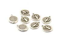 Silver Cactus Charm, 2 Antique Silver Plated Brass Cactus Charm Earrings With 1 Loop, Pendants, Findings (16x18mm) N0885
