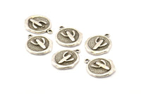 Silver Cactus Charm, 2 Antique Silver Plated Brass Cactus Charm Earrings With 1 Loop, Pendants, Findings (16x18mm) N0885