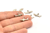 Silver Shark Charm, 6 Antique Silver Plated Brass Fish Charm Earrings With 1 Loop, Pendants, Findings (19x10mm) N0894