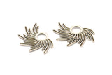 Silver Sun Charm, 4 Antique Silver Plated Brass Sunshine Charms, Pendants, Earrings, Findings  (30x21mm) N0783